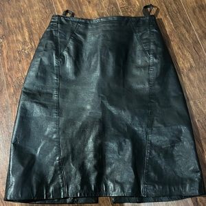 Real leather black skirt